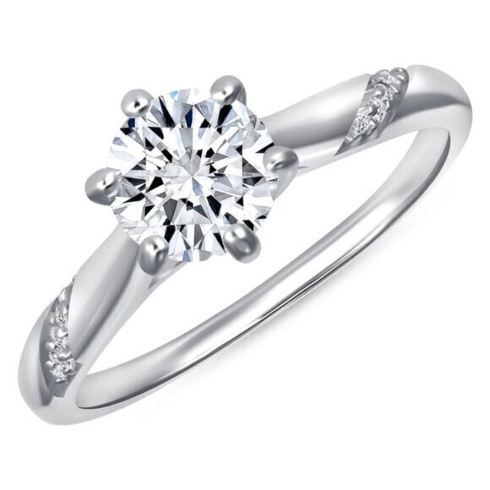 New 1ct Solitaire Round cut Moissanite Engagement Ring 925 Sterling Silver